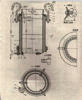 圖1-1 發動機氣缸套鍍鉻用的掛具 圖1-1 發動機氣缸套鍍鉻用的掛具