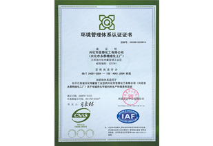 亞泰化工環境管理體系認證證書
