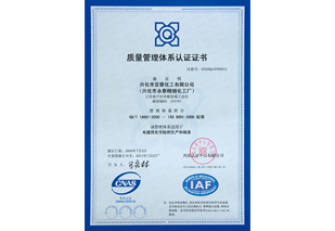 亞泰化工質量管理體系認證證書